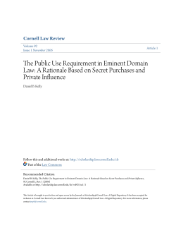 The Public Use Requirement in Eminent Domain Law: A Rationale