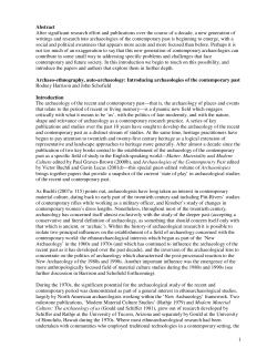 Archaeo-ethnography, auto-archaeology: Introducing archaeologies