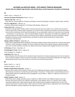 AUTHORS and ARTICLES INDEX—1975 KNIGHT TEMPLAR