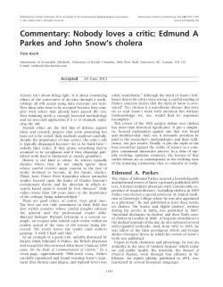 Edmund A Parkes and John Snow`s cholera