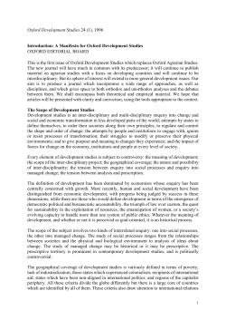 Manifesto - Oxford Department of International Development