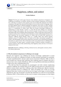 Happiness, culture, and context. International Journal