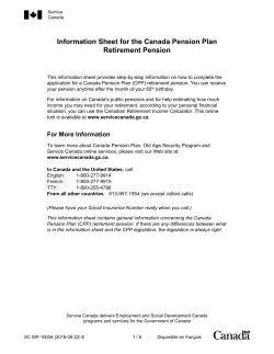 Information Sheet for the Canada Pension Plan