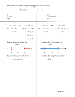 Graph solution set on number line then write solution set in interval