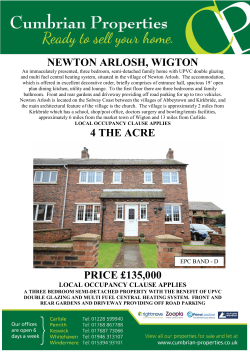 NEWTON ARLOSH, WIGTON 4 THE ACRE PRICE &pound;135,000
