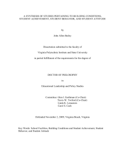 A SYNTHESIS OF STUDIES PERTAINING TO BUILDING