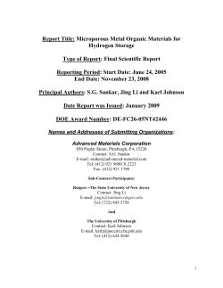 Microporous Metal Organic Materials for Hydrogen Storage
