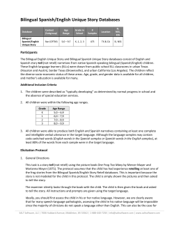Bilingual Spanish/English Unique Story Databases