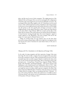 Playing with Fire: Immolation in the Repertory of Strange`s Men