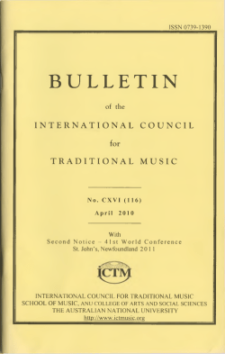 Apr 2010 - International Council for Traditional Music