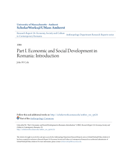 Part I. Economic and Social Development in Romania: Introduction