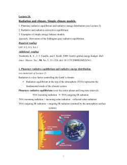 Radiation and climate. Simple climate models.