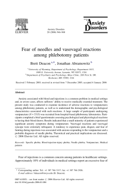 Fear of needles and vasovagal reactions among phlebotomy patients