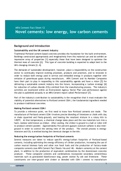 Novel cements: low energy, low carbon cements