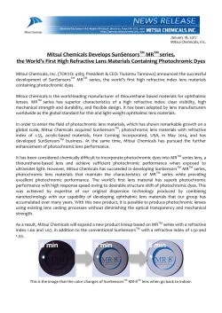 Mitsui Chemicals Develops SunSensors&trade; MR&trade; series, the World`s