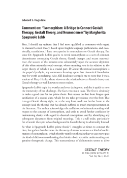 Isomorphism: A Bridge to Connect Gestalt Therapy, Gestalt Theory