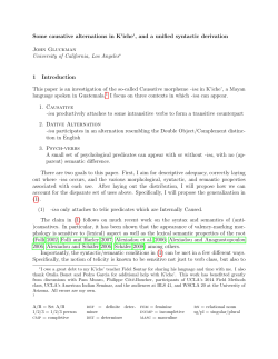 Some causative alternations in K`iche`, and a