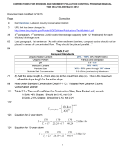 Errata Sheet for the Erosion and Sediment Control Manual