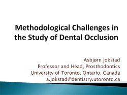 Methodological Challenges in the Study of Dental Occlusion.