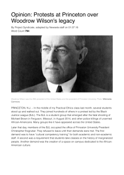 Opinion: Protests at Princeton over Woodrow Wilson`s legacy