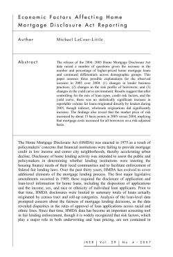 Economic Factors Affecting Home Mortgage Disclosure Act Reporting