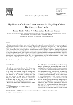 Significance of microbial urea turnover in N cycling of three Danish