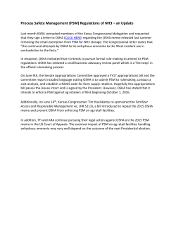 Process Safety Management (PSM) Regulations of NH3 &ndash; an Update