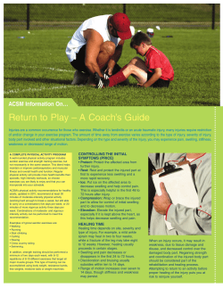 Return to Play &ndash; A Coach`s Guide