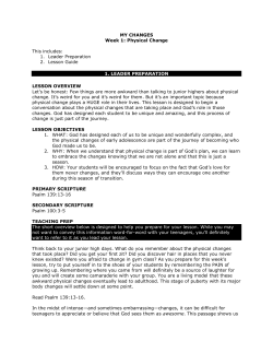 MY CHANGES Week 1: Physical Change This