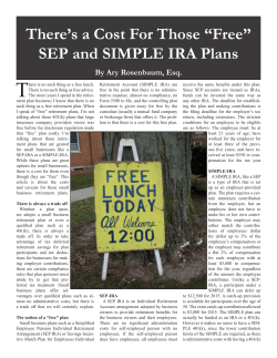There`s a Cost For Those &ldquo;Free&rdquo; SEP and SIMPLE IRA