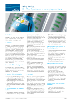 Safety Advice. 19 &ndash; CO2 / O2 mixtures in packaging