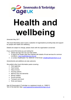 Health and Wellbeing