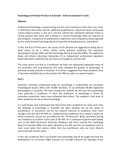 Psychology and Private Practice in Australia