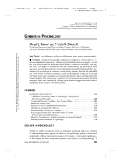 GENDER IN PSYCHOLOGY
