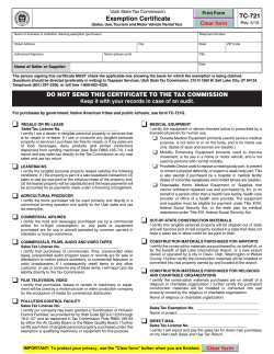 TC-721, Utah Sales Tax Exemption Certificate