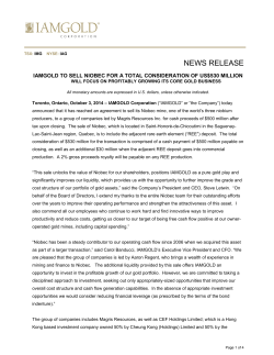 Niobec sale announcement