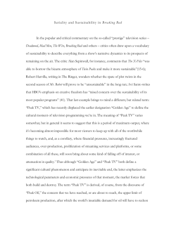 Seriality and Sustainability in Breaking Bad In the popular and