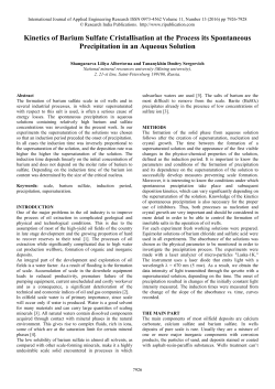 Kinetics of Barium Sulfate Cristallisation at the Process its