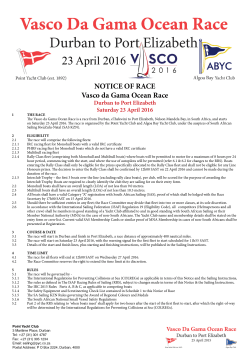 NOTICE OF RACE Vasco da Gama Ocean Race