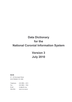 NCIS Data Dictionary - National Coronial Information System