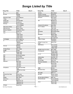 Songs Listed by Title - Nick Peluso Productions