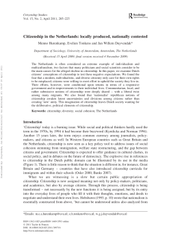 Citizenship in the Netherlands: locally produced, nationally contested