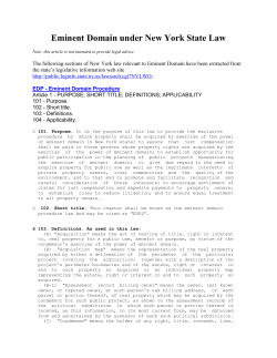 Eminent Domain under New York State Law