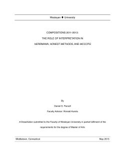 Compositions 2011 - 2013: The Role of Interpretation