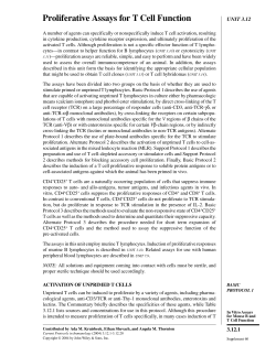 "Proliferative Assays for T Cell Function". In: Current Protocols in