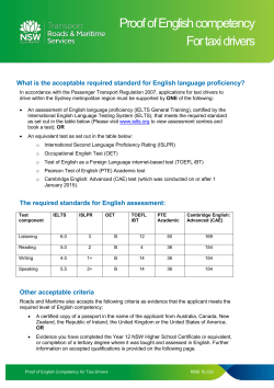 Proof of English Competency for Taxi Drivers