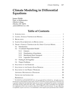 Climate Modeling in Differential Equations