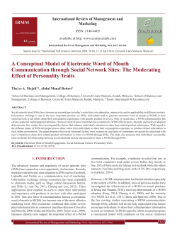 A Conceptual Model of Electronic Word of Mouth Communication