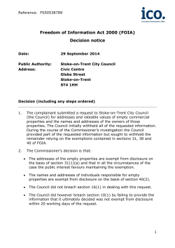 Freedom of Information Act 2000 (FOIA) Decision notice