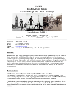 London, Paris, Berlin: History through the Urban Landscape